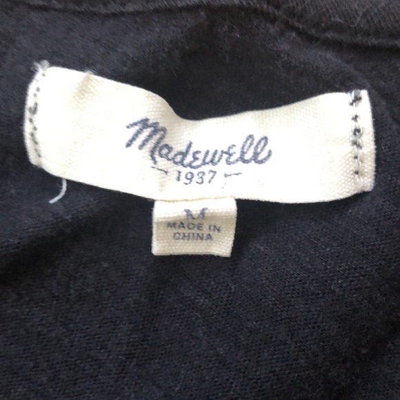 Madewell Whisper Cotton V-Neck w/ Pocket Black Cotton Tee w/ Front Pocket - Picture 2 of 12